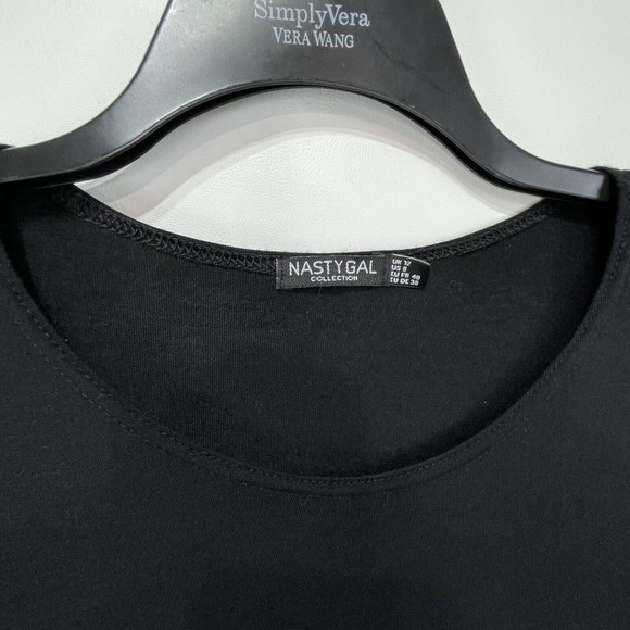 Nasty Gal Collection Women Sz 8 M Cropped T Shirt Black Crew Neck - Picture 5 of 16